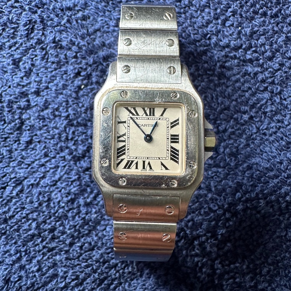 Vintage Cartier Santos Galbée Ref. 1565 Small 24mm Stainless Steel Quartz Watch - Picture 7 of 9